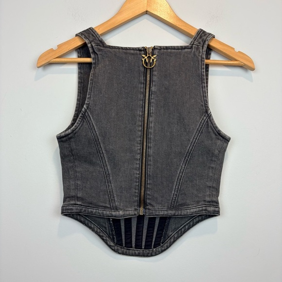 Pinko Denim Black Boned Corset Vest NWT Italian Designer - Picture 3 of 15